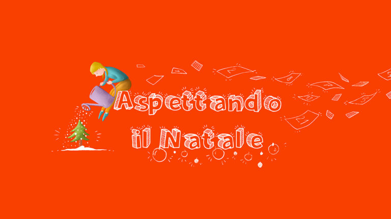 una bambina dà da bere a un abete, aspettando il natale