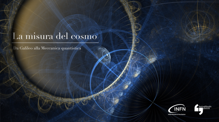 immagine artistica con cerchi blu e oro su fondo nero