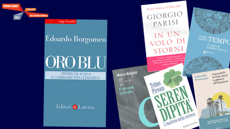 Copertina di Oro blu tra le copertine degli altri libri del Premio Asimov 2023