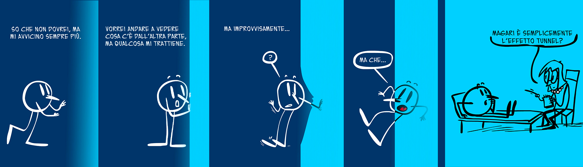 Striscia a fumetti di Luca Ralli sull'effetto tunnel